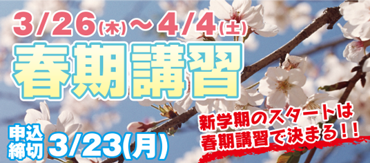 春期講習 2014受付中　5教科対応！完全個別指導